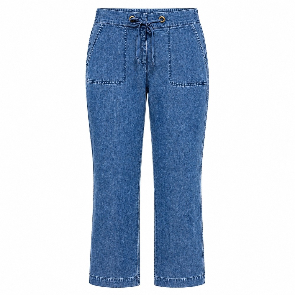 Orvis Coastal Grandma Drawstring Denim Pants Women Size 4 Cabincore Gorpcore